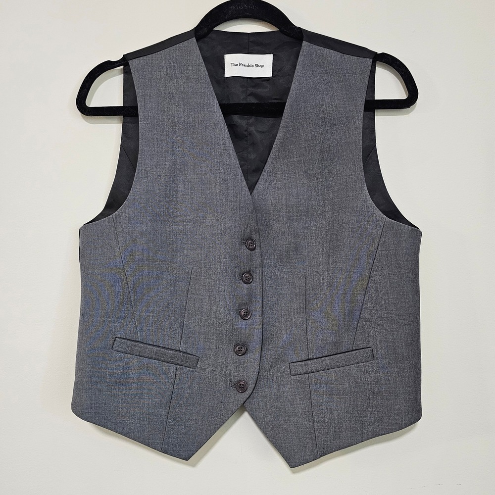 The Frankie Shop Tailored Vest Women M Grey Excellent Button Front Waistcoat ~